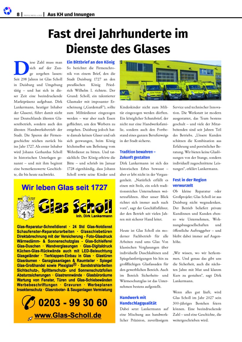 Profile Artikel über Glas Scholl